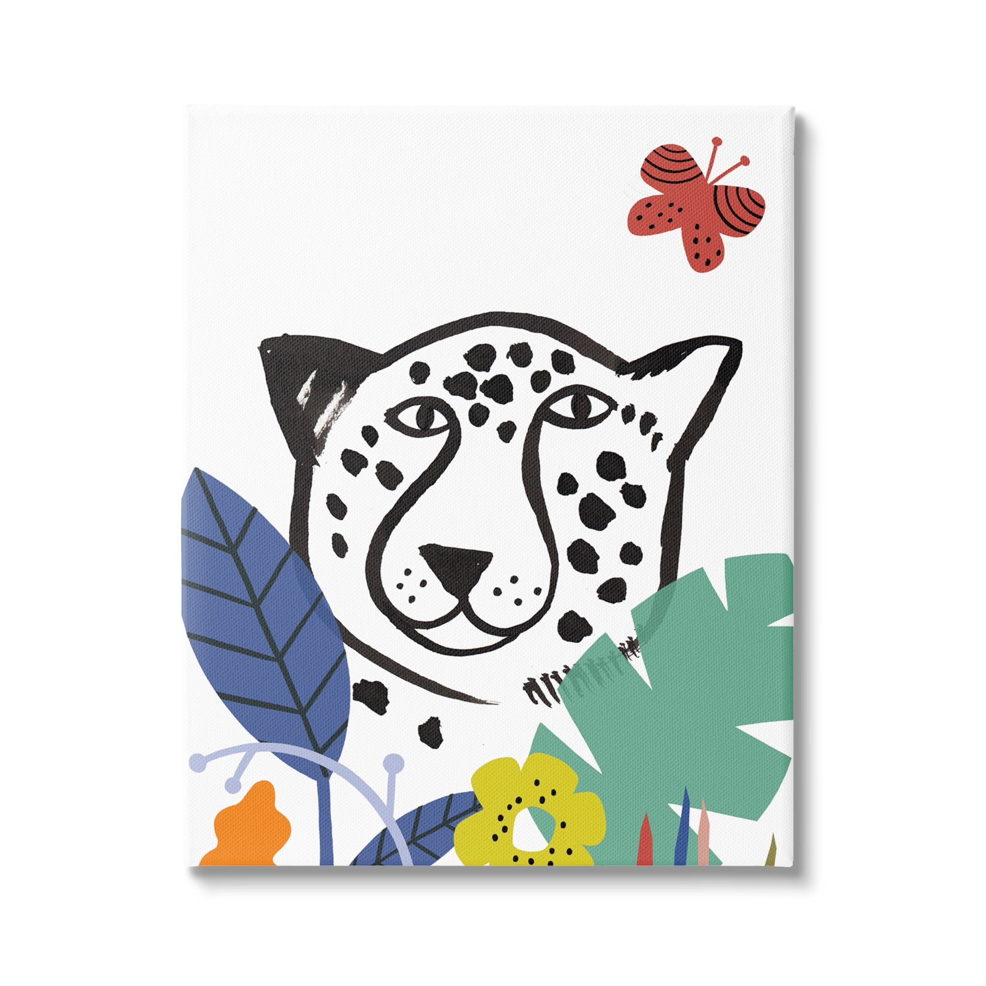 Stupell Industries Leopard Flower Foliage Jungle Cat Safari Portrait,30 x 40, Design by Abi Hall