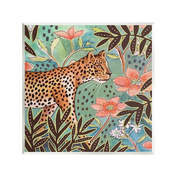 Stupell Industries Leopard & Jungle Florals Animals & Insects Painting Unframed Art Print Wall Art, 12 x 12