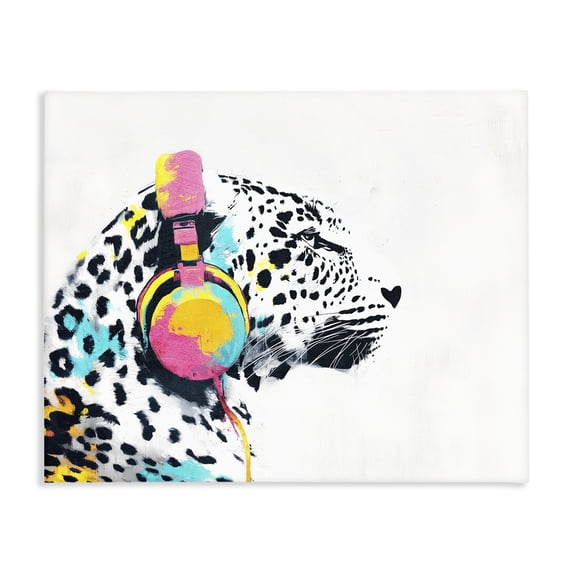 Stupell Industries Eclectic Leopard On Air Headphones Canvas Art, 40 x 30, by Svetlana Aleynikova