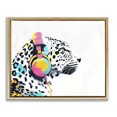 thumbnail image 1 of Stupell Industries Eclectic Leopard On Air Headphones Gold Floating Frame Canvas Art, 31 x 25, by Svetlana Aleynikova, 1 of 8