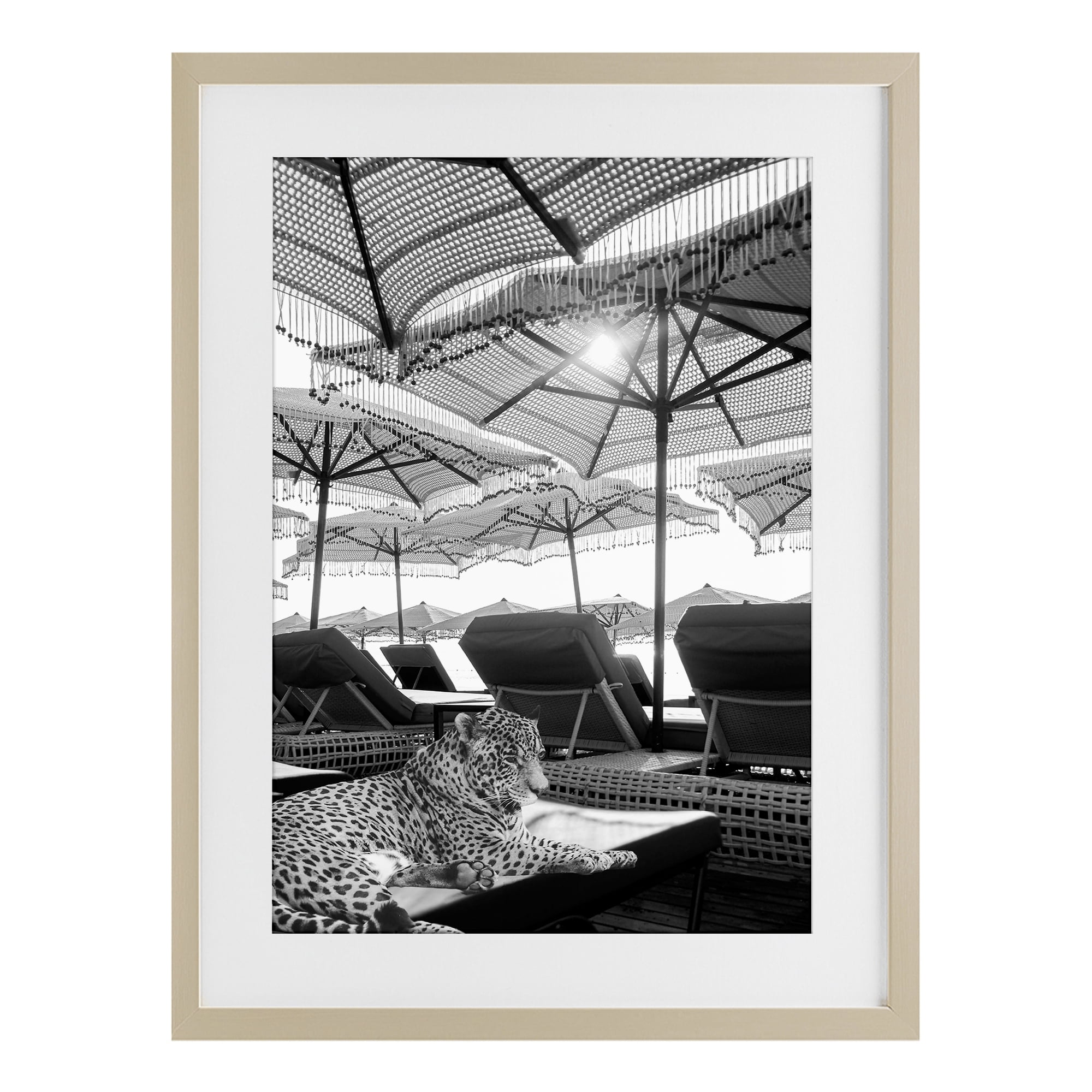 Stupell Industries Leopard On Tropical Vacation Birch Framed Print Under Glass, design by Grotto Studios