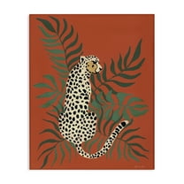 Stupell Industries Leopard & Palm Leaves Animals & Insects Painting Gallery Wrapped Canvas Art Print Wall Art, 16 x 20