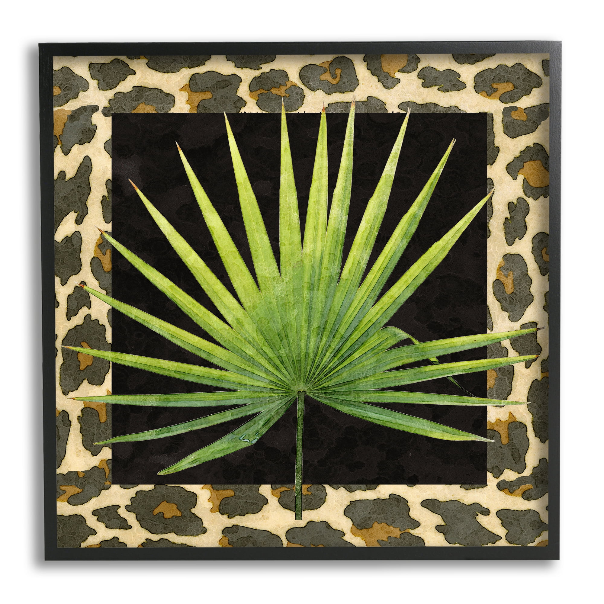Stupell Industries Leopard Pattern Leaf Botanical & Floral Painting Black Framed Art Print Wall Art, 24 x 24