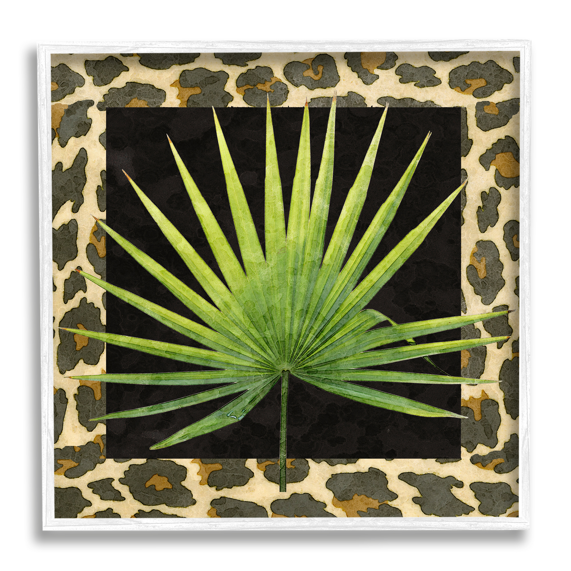 Stupell Industries Leopard Pattern Leaf Botanical & Floral Painting White Framed Art Print Wall Art, 12 x 12