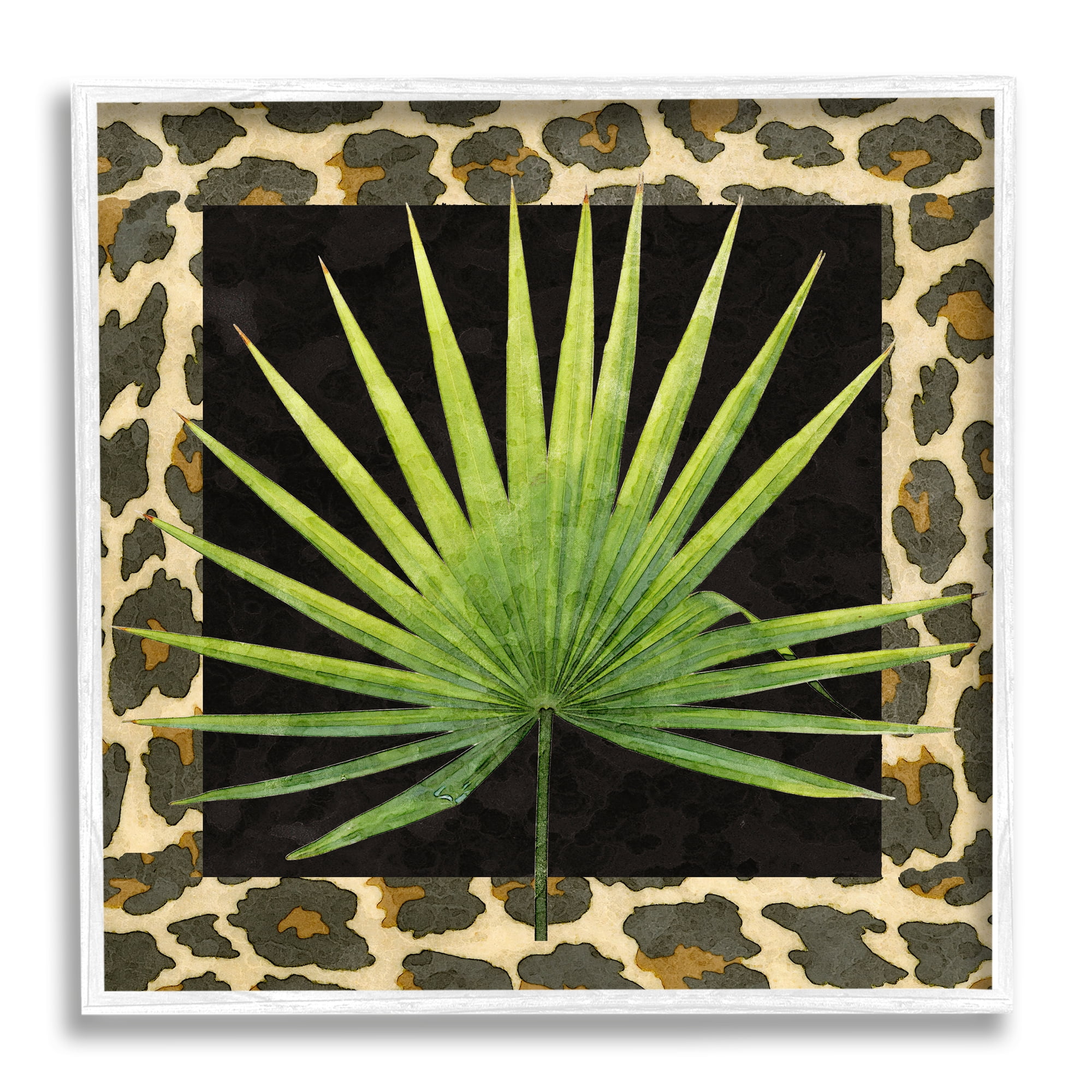 Stupell Industries Leopard Pattern Leaf Botanical & Floral Painting White Framed Art Print Wall Art, 17 x 17