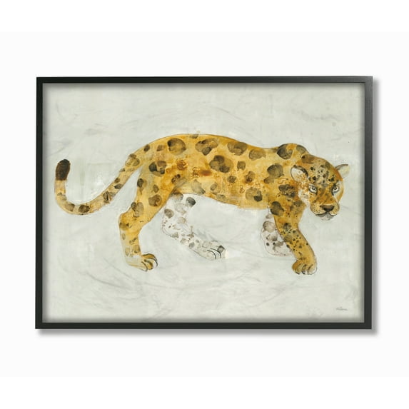 Stupell Industries Leopard Prowling Large Cat Animal Watercolor Painting Black Framed Wall Art, 11 x 14, byMiranda Thomas