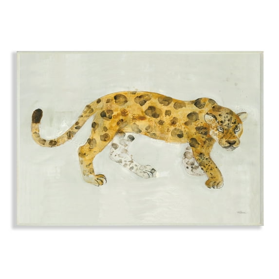 Stupell Industries Leopard Prowling Large Cat Animal Watercolor Painting Wood Wall Art, 13 x 19, byMiranda Thomas