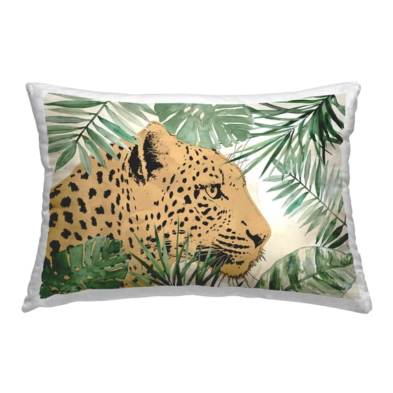 Stupell Industries Leopard Surrounded by Palms Decorative Printed Throw Pillow Design by Carol Robinson.