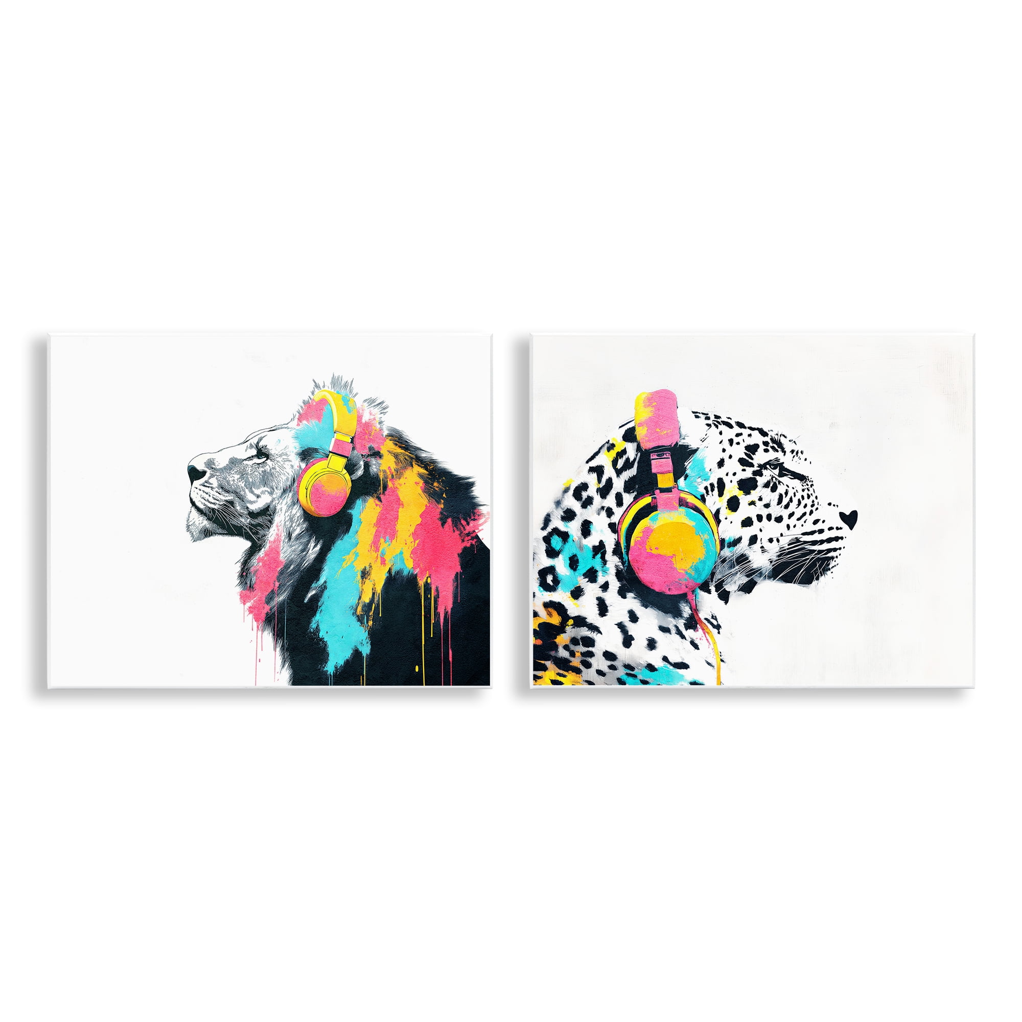 Stupell Industries Leopard and Lion On Air 2 Piece Wall Plaque Art Set, design by Svetlana Aleynikova