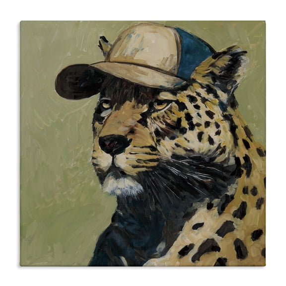 Stupell Industries Leopard in Baseball Cap Canvas Wall Art design by Wani Pasion, 36 x 36