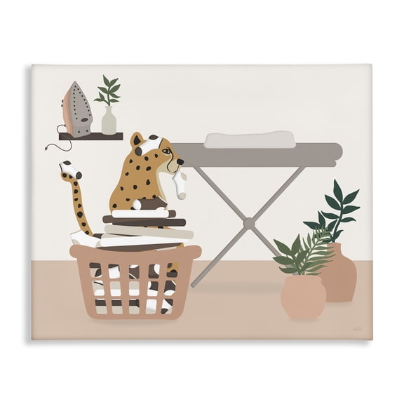 Stupell Industries Leopard in Laundry Basket Animals Painting Wrapped Canvas Canvas Art Print Wall Art, 30 x 24