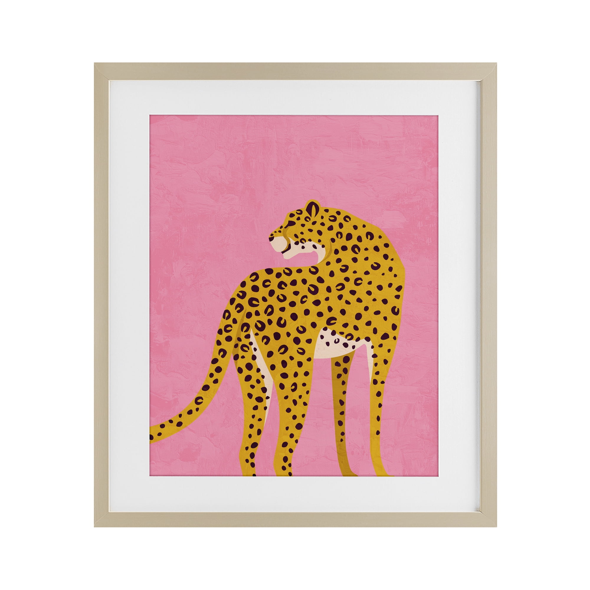 Stupell Industries Leopard on Pink Serenade Birch Framed Print Under Glass, design by Kim Allen