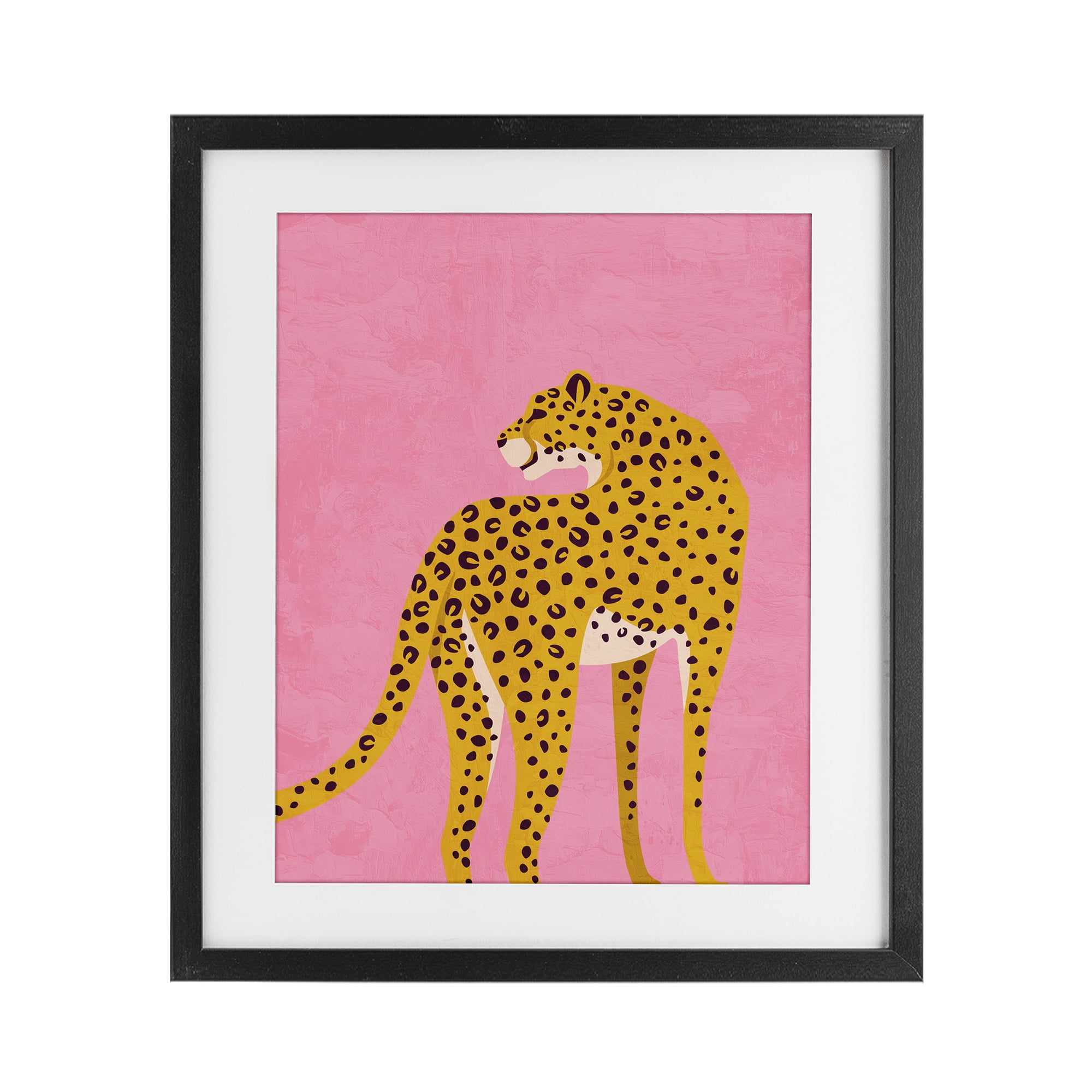Stupell Industries Leopard on Pink Serenade Black Framed Print Under Glass, design by Kim Allen