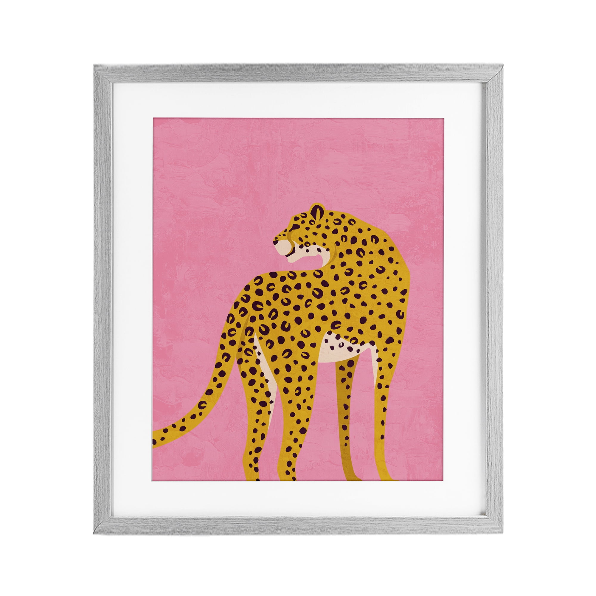 Stupell Industries Leopard on Pink Serenade Gray Framed Print Under Glass, design by Kim Allen