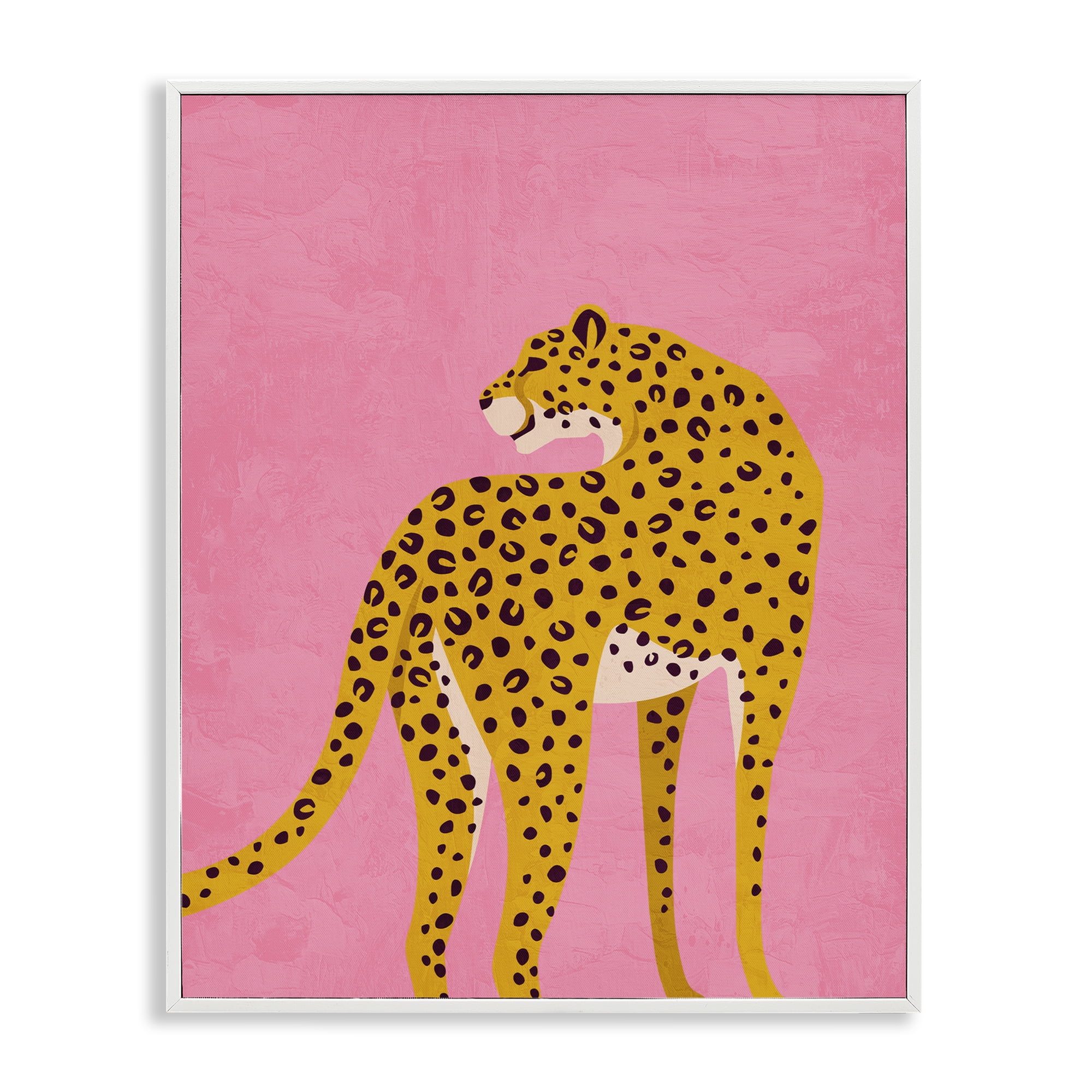 Stupell Industries Leopard on Pink Serenade White Framed Giclee Art, design by Kim Allen