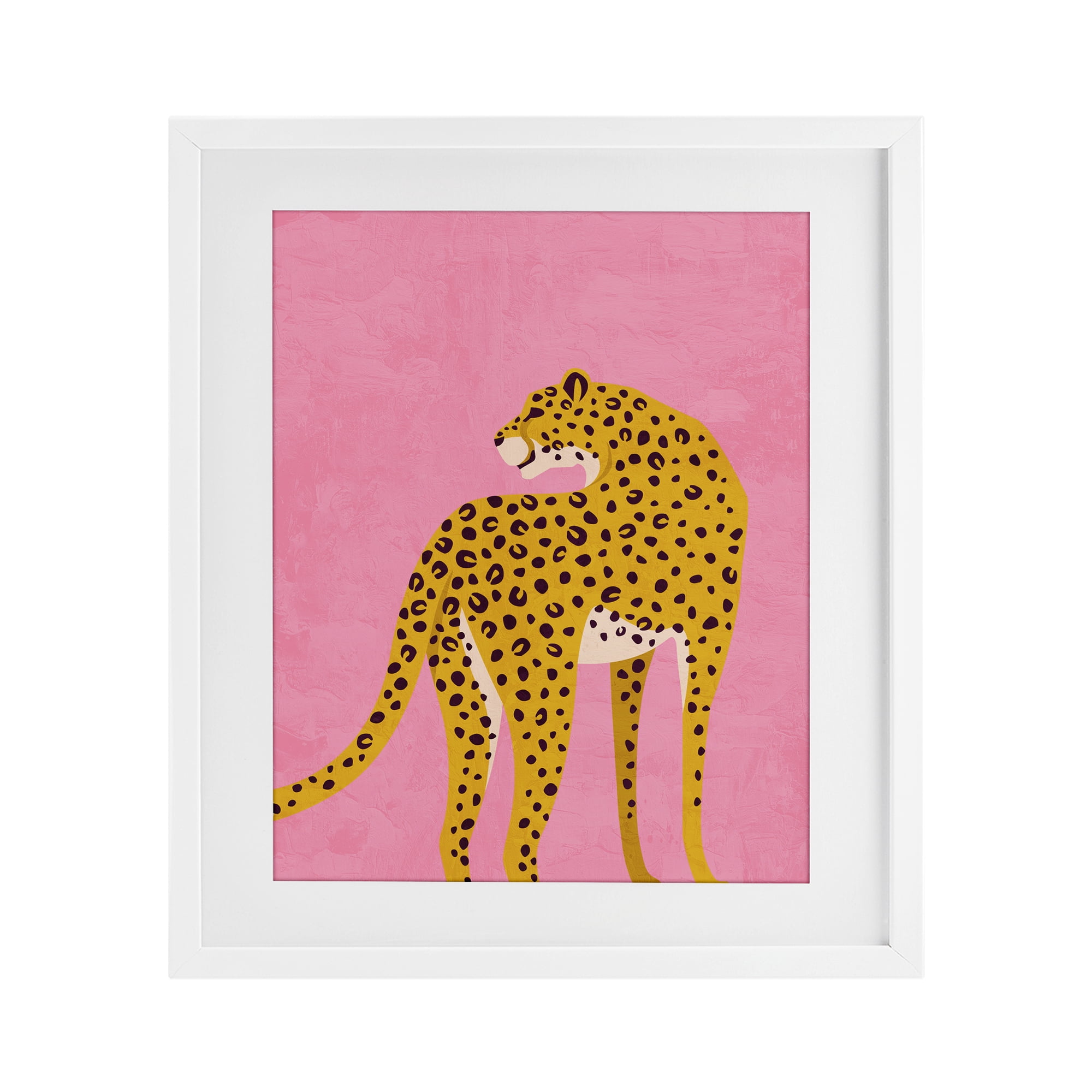 Stupell Industries Leopard on Pink Serenade White Framed Print Under Glass, design by Kim Allen