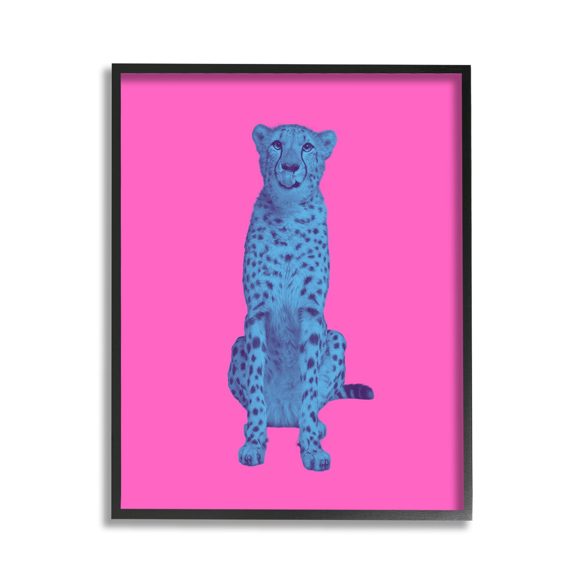 Stupell Industries Leopard on Vivid Pink Animals & Insects Painting Black Framed Art Print Wall Art, 11 x 14