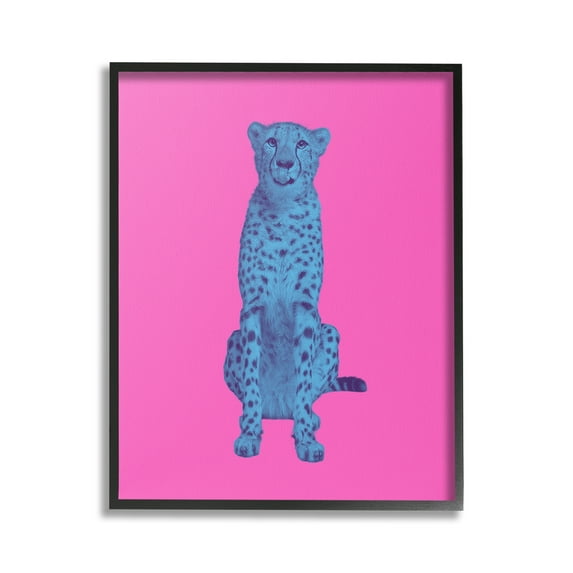 Stupell Industries Leopard on Vivid Pink Animals & Insects Painting Black Framed Art Print Wall Art, 24 x 30