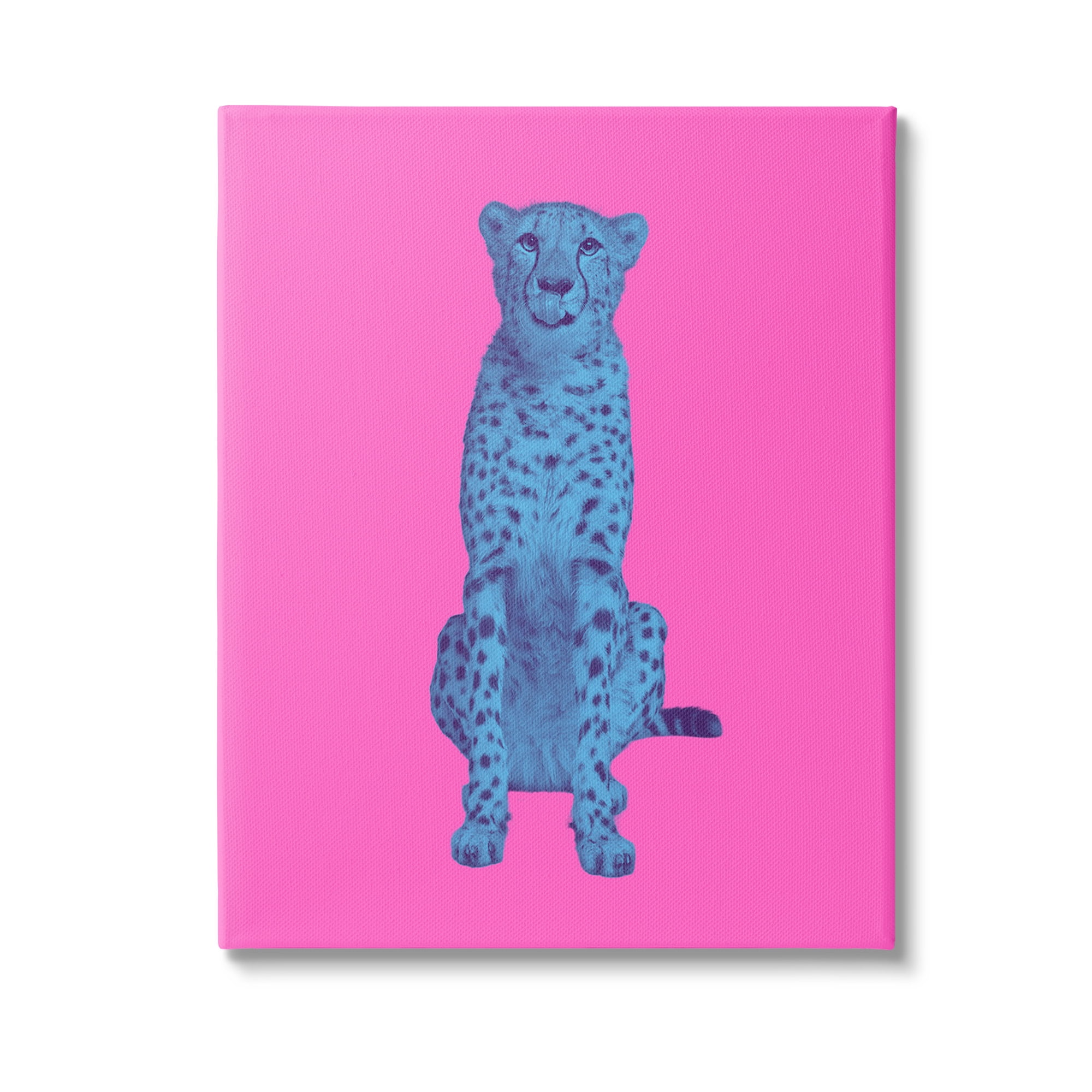 Stupell Industries Leopard on Vivid Pink Animals & Insects Painting Gallery Wrapped Canvas Art Print Wall Art, 16 x 20