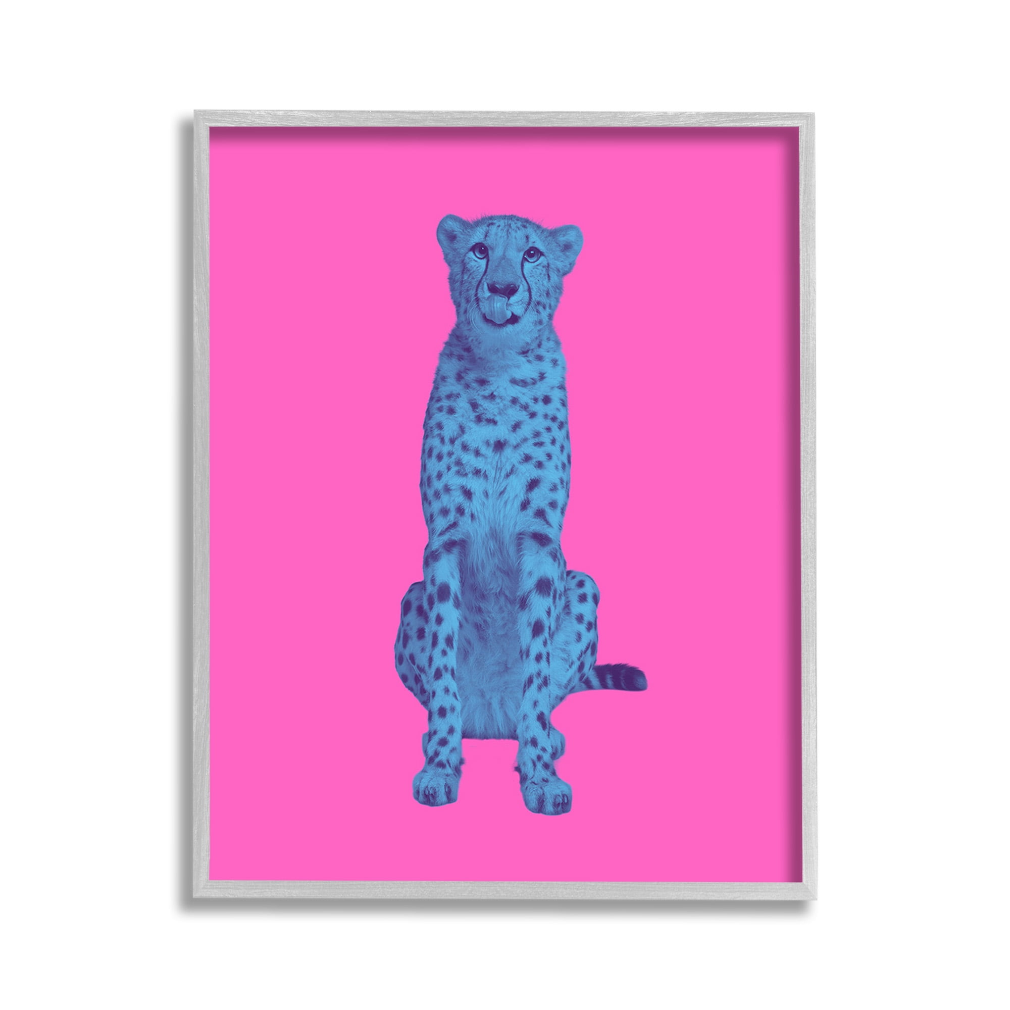 Stupell Industries Leopard on Vivid Pink Animals & Insects Painting Gray Framed Art Print Wall Art, 11 x 14