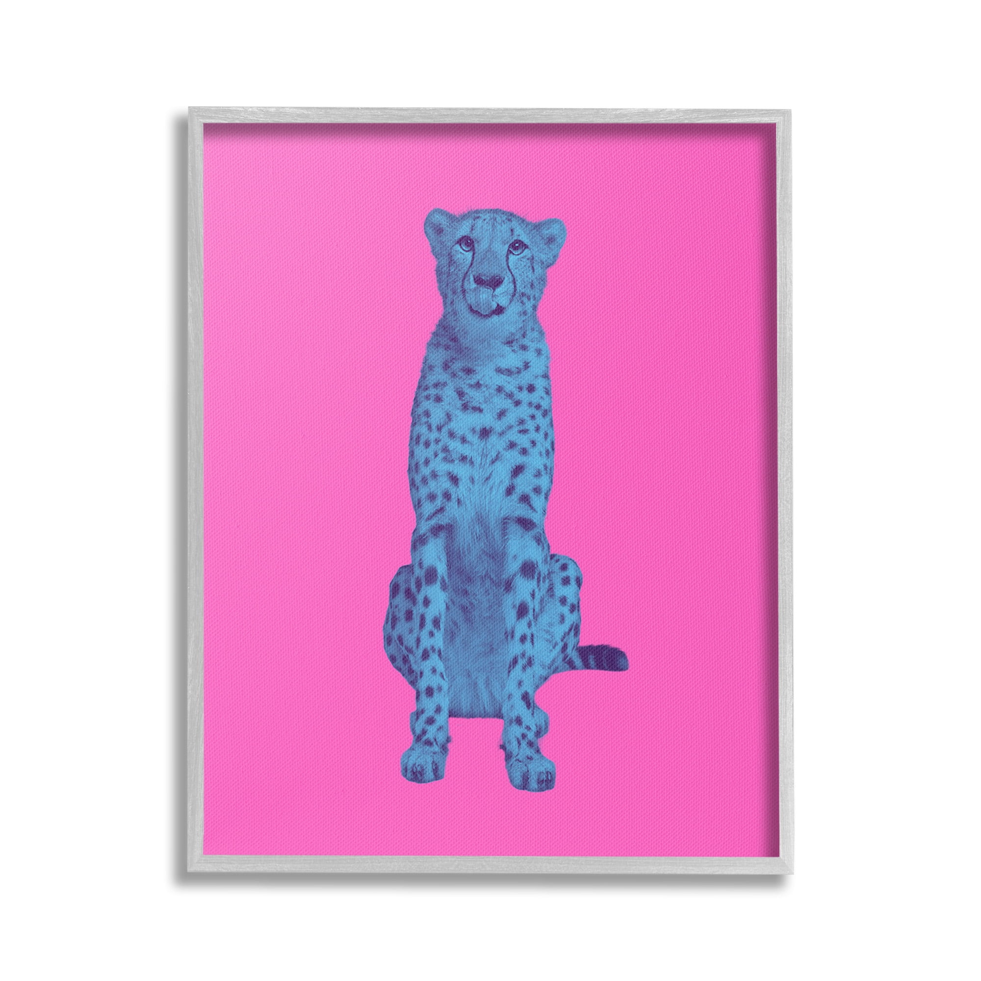Stupell Industries Leopard on Vivid Pink Animals & Insects Painting Gray Framed Art Print Wall Art, 16 x 20