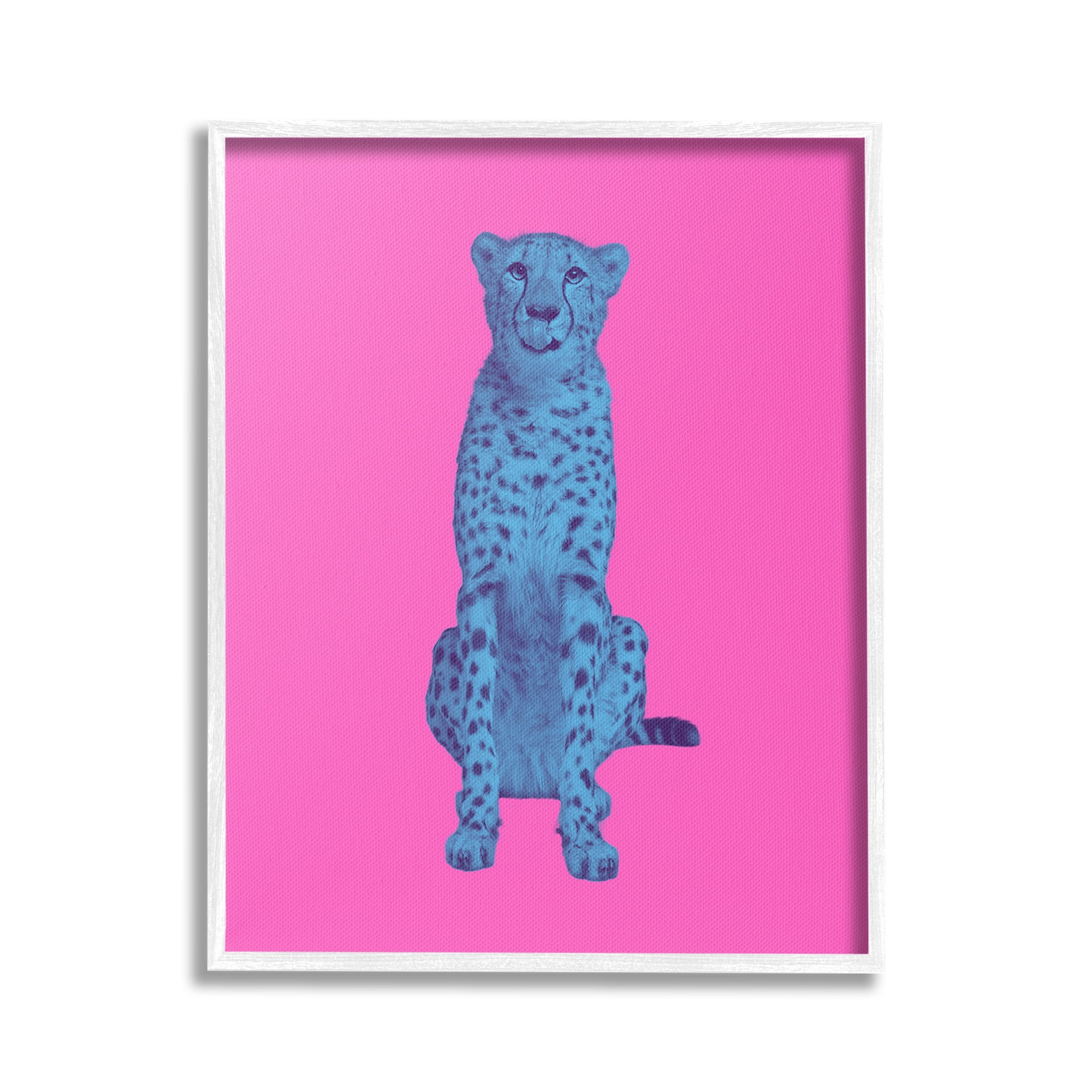 Stupell Industries Leopard on Vivid Pink Animals & Insects Painting White Framed Art Print Wall Art, 16 x 20