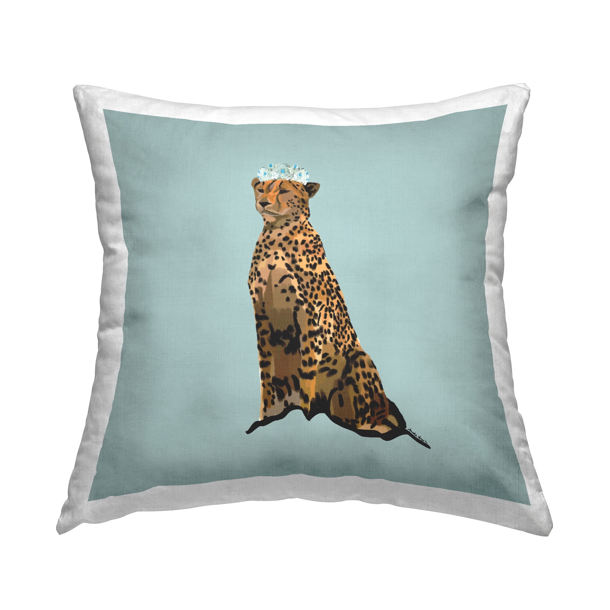 Stupell Industries Leopard with Elegant Crown Decorative Printed Throw Pillow Design by Amelia Noyes