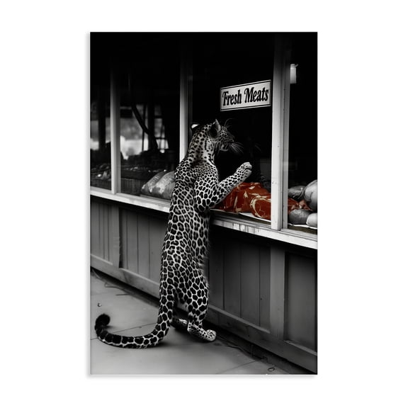 Stupell Industries Leopard with Fresh Meats Animals Painting Wrapped Canvas Canvas Art Print Wall Art, 20 x 30
