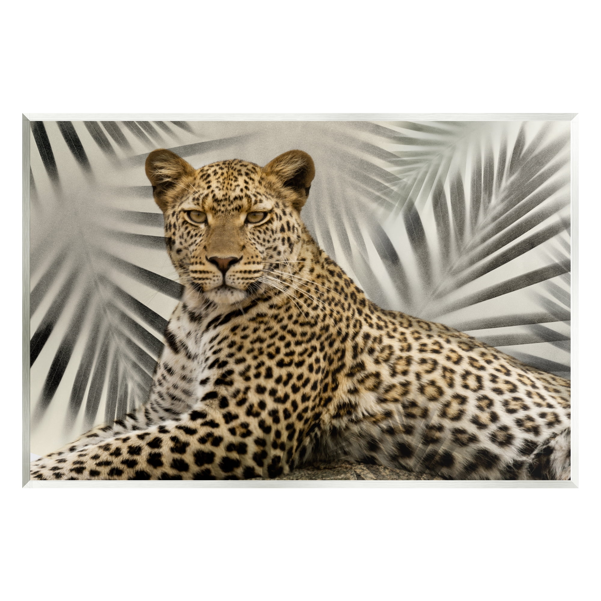 Stupell Industries Leopard with Palm Fronds Animals & Insects Painting Unframed Art Print Wall Art, 19 x 13