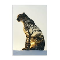 Stupell Industries Leopard with Silhouette Animals & Insects Painting Unframed Art Print Wall Art, 10 x 15