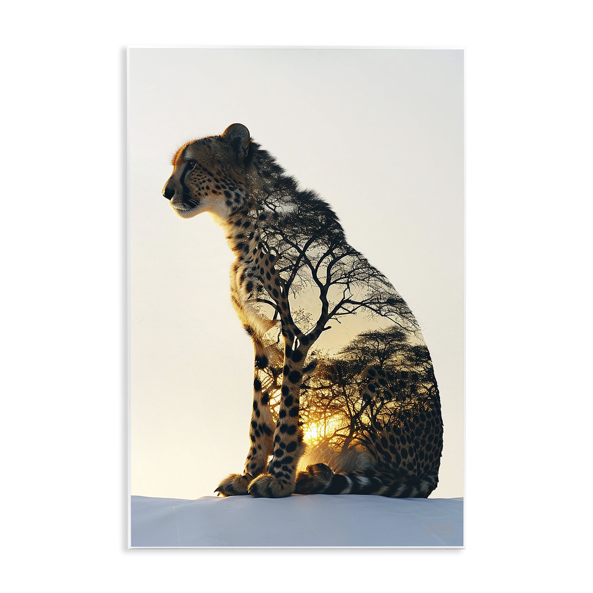 Stupell Industries Leopard with Silhouette Animals & Insects Painting Unframed Art Print Wall Art, 13 x 19