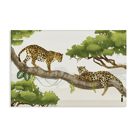 Stupell Industries Leopards Prowling on Branch Animals & Insects Painting Gallery Wrapped Canvas Art Print Wall Art, 36 x 24