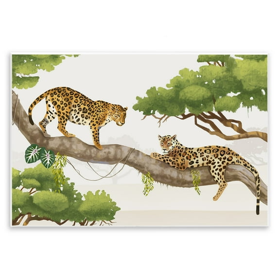 Stupell Industries Leopards Prowling on Branch Animals & Insects Painting Unframed Art Print Wall Art, 15 x 10