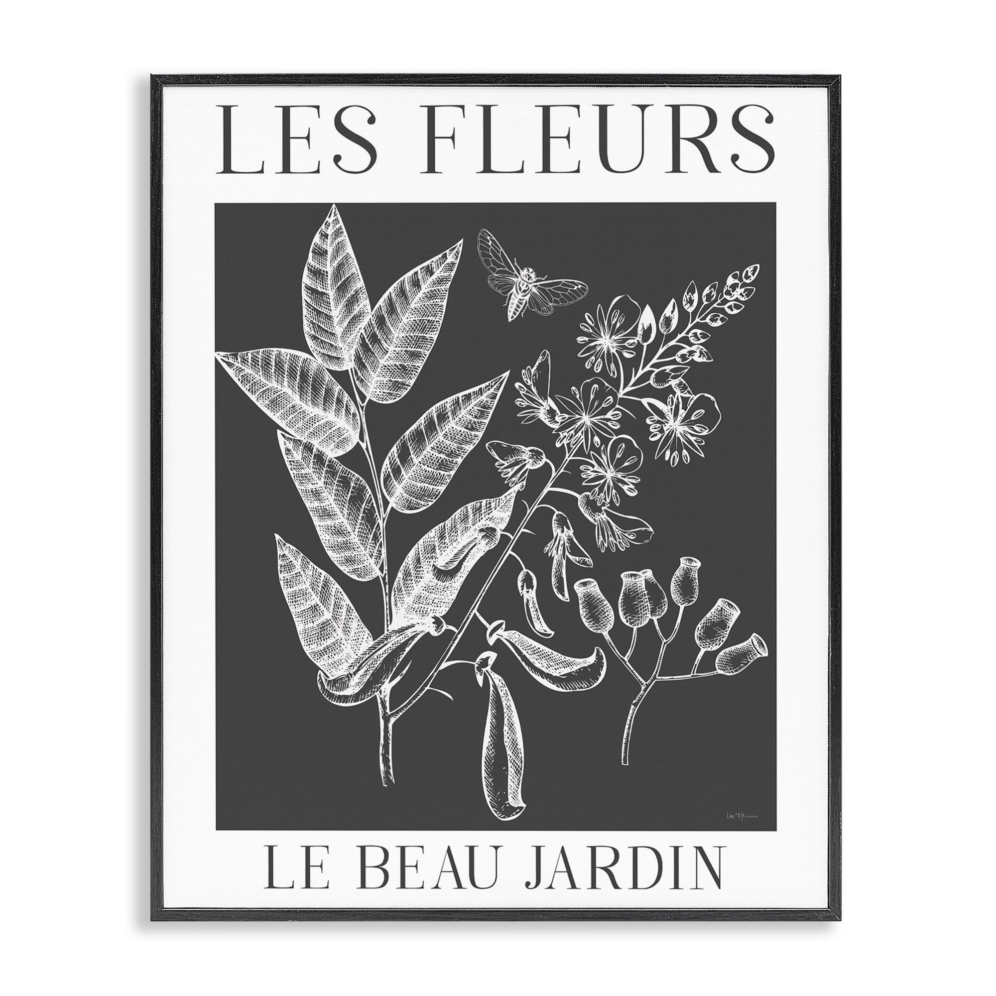 Stupell Industries Les Fleurs Black & White Contour Black Framed Giclee Art, design by Lux + Me Designs