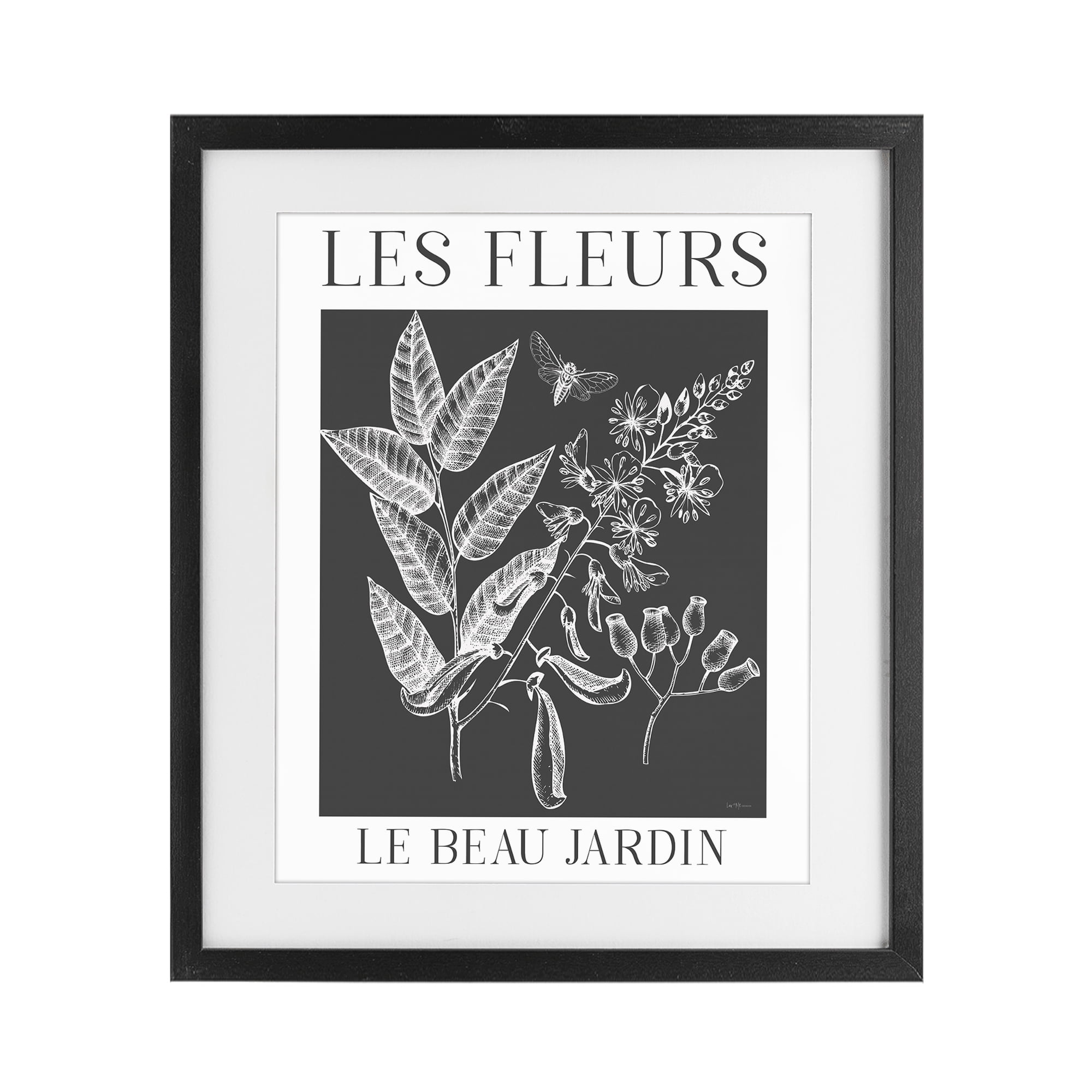 Stupell Industries Les Fleurs Black & White Contour Black Framed Print Under Glass, design by Lux + Me Designs