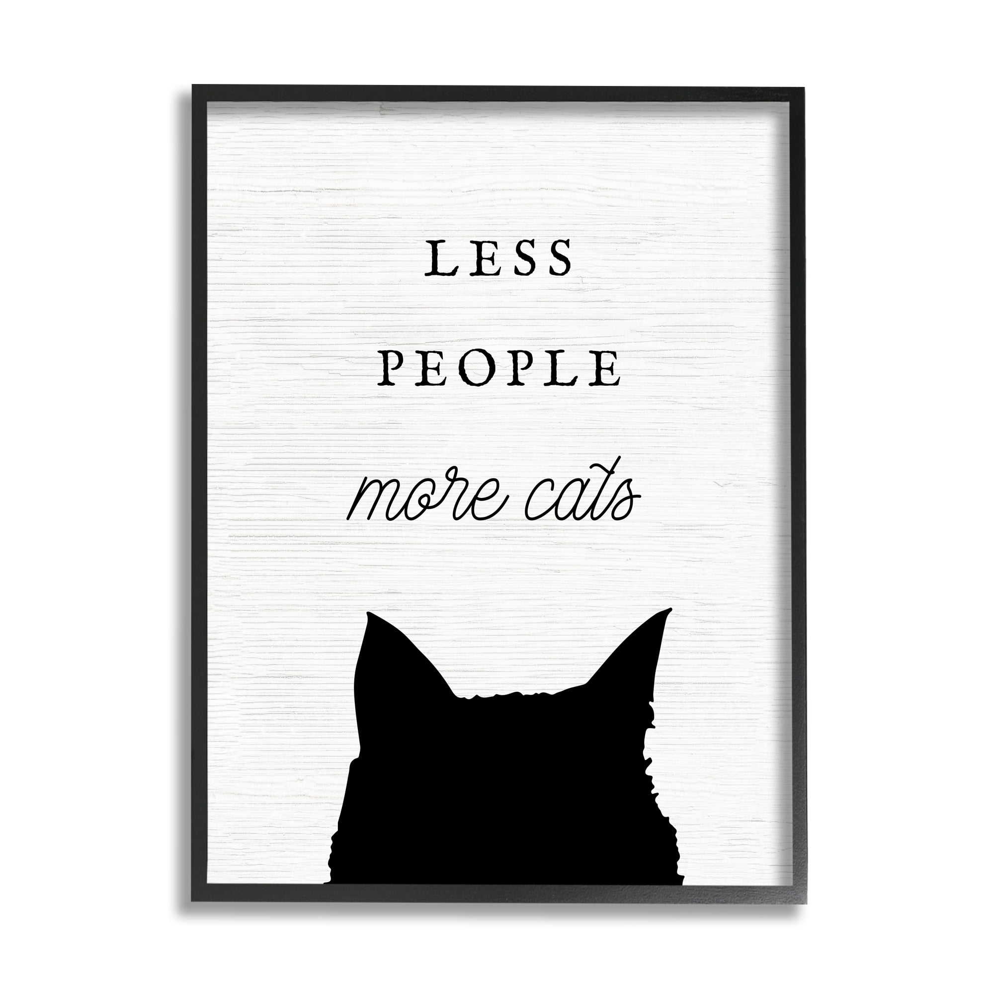 Stupell Industries Less People More Cats Inspirational Painting Black Framed Art Print Wall Art, 11 x 14