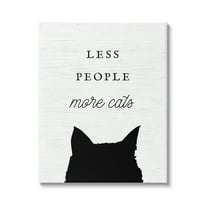 Stupell Industries Less People More Cats Inspirational Painting Gallery Wrapped Canvas Art Print Wall Art, 16 x 20