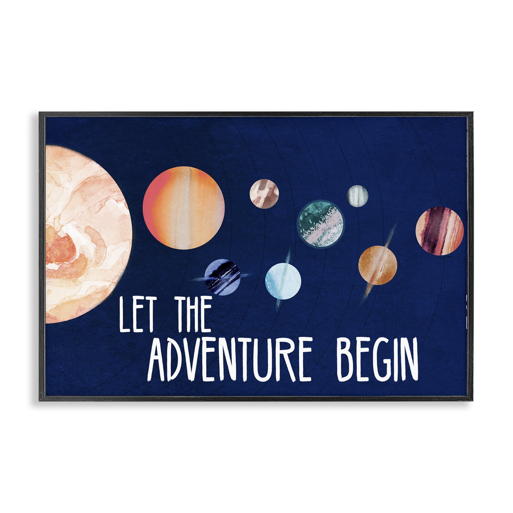 Stupell Industries Let Adventure Begin Astrology & Stars Painting Black Framed Art Print Wall Art, 24 x 16
