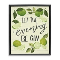 Stupell Industries Let Evening Be Gin Food & Beverage Painting Black Floater Framed Canvas Art Print Wall Art, 17 x 21