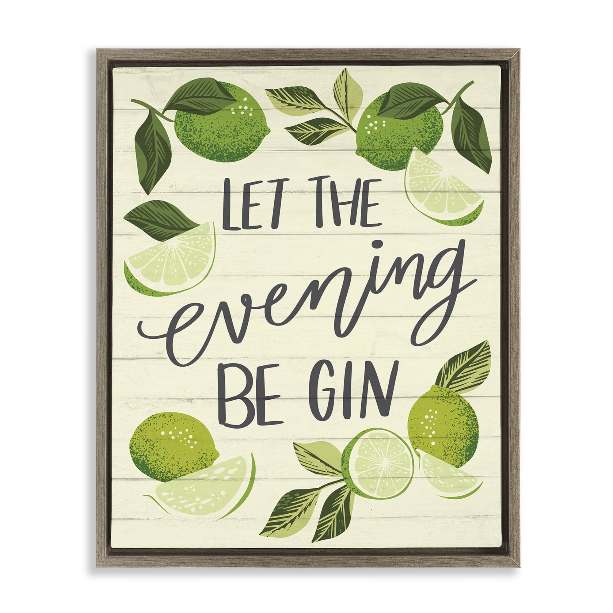Stupell Industries Let Evening Be Gin Food & Beverage Painting Brown Floater Framed Canvas Art Print Wall Art, 17 x 21