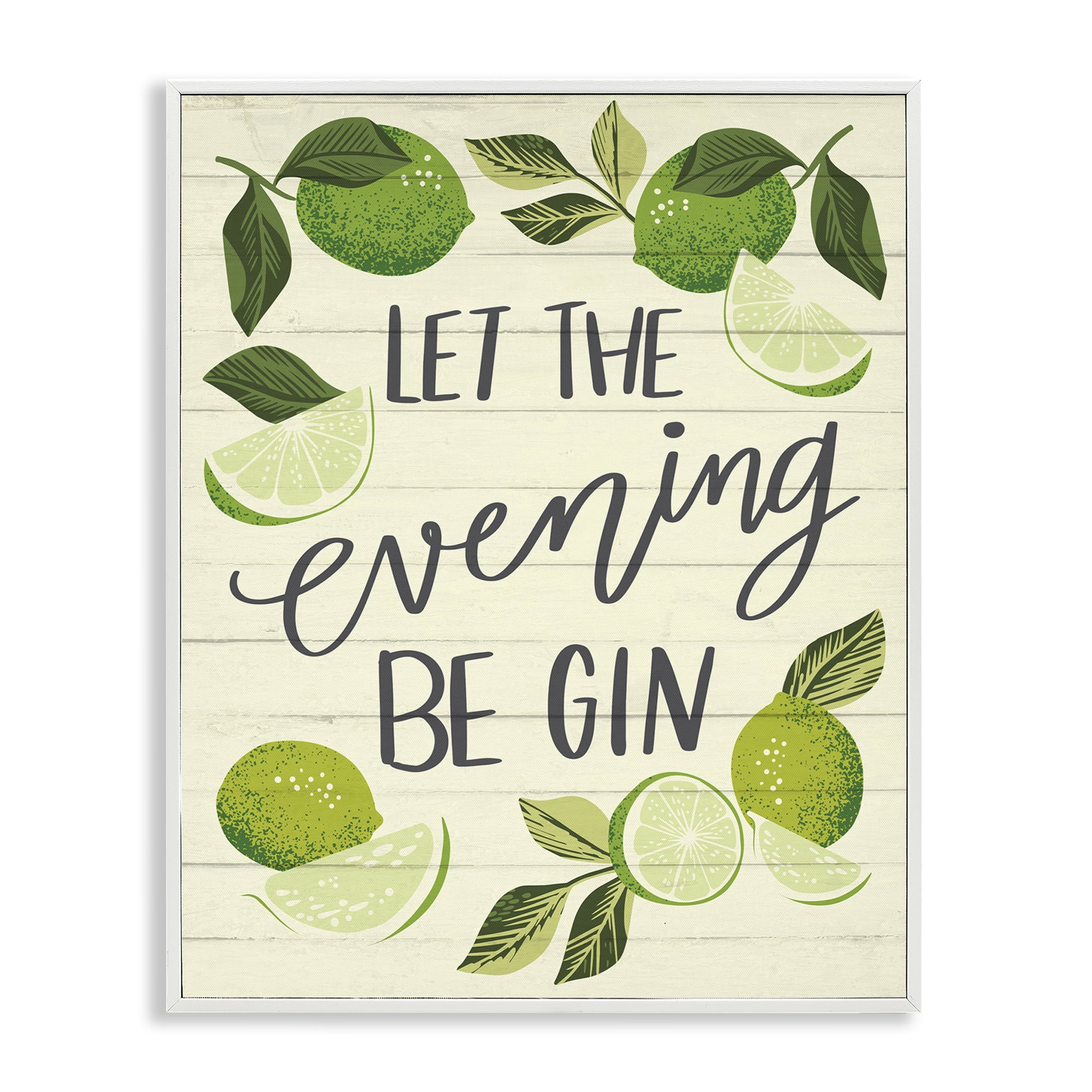 Stupell Industries Let Evening Be Gin Food & Beverage Painting White Framed Art Print Wall Art, 11 x 14