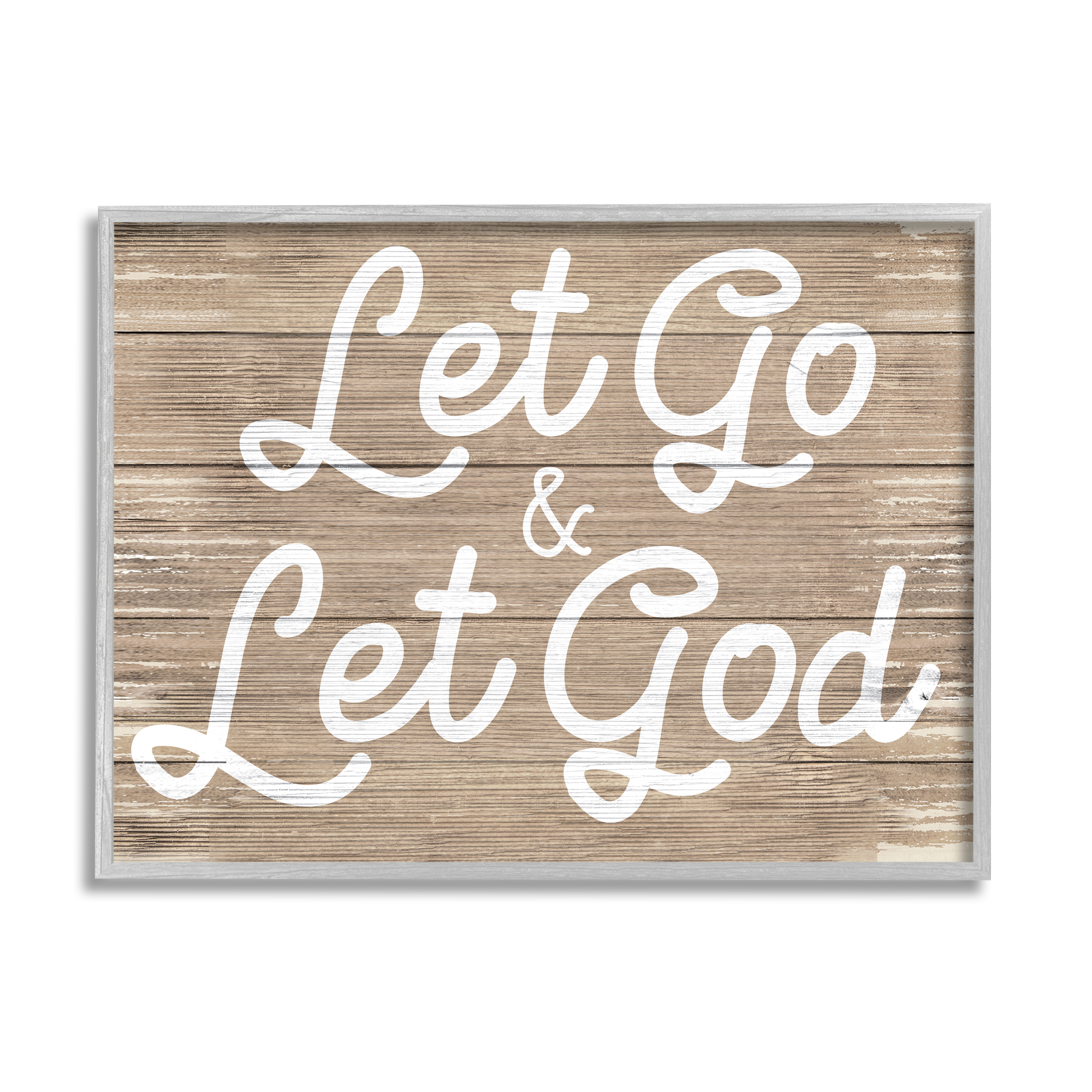 Stupell Industries Let Go & Let God Phrase Rustic Plank Pattern, 16 x 20, Designed by Daphne Polselli