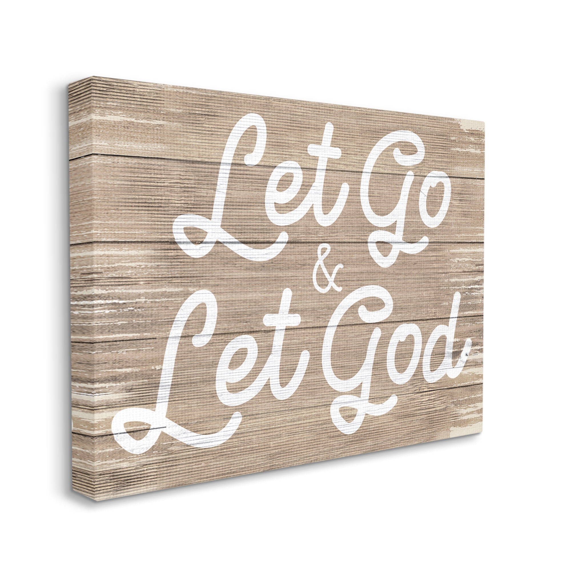 Stupell Industries Let Go & Let God Phrase Rustic Plank Pattern, 16 x 20, Designed by Daphne Polselli