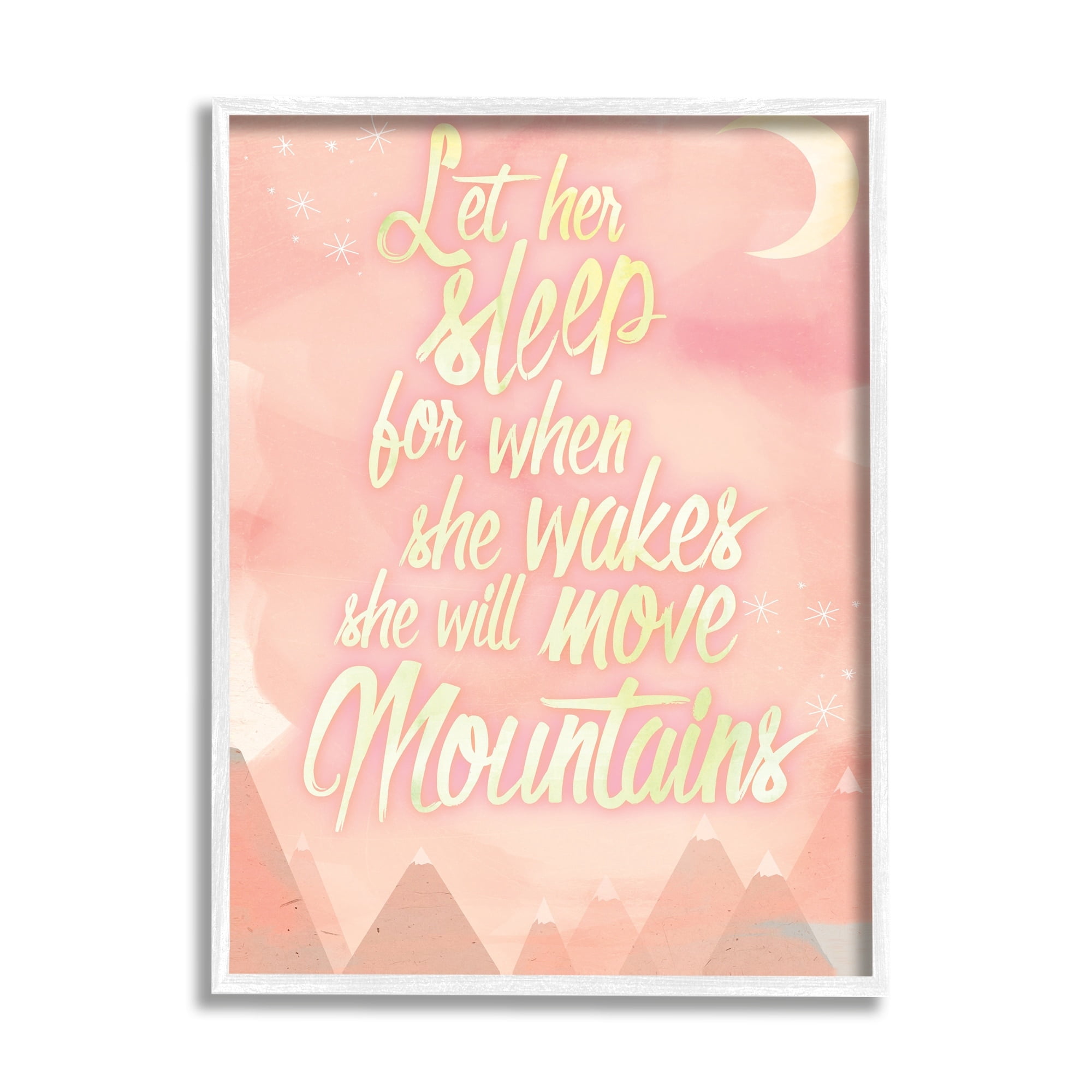 Stupell Industries Let Her Sleep Pink Water Color Mountains, 11 x 14,Design by Kimberly Glover