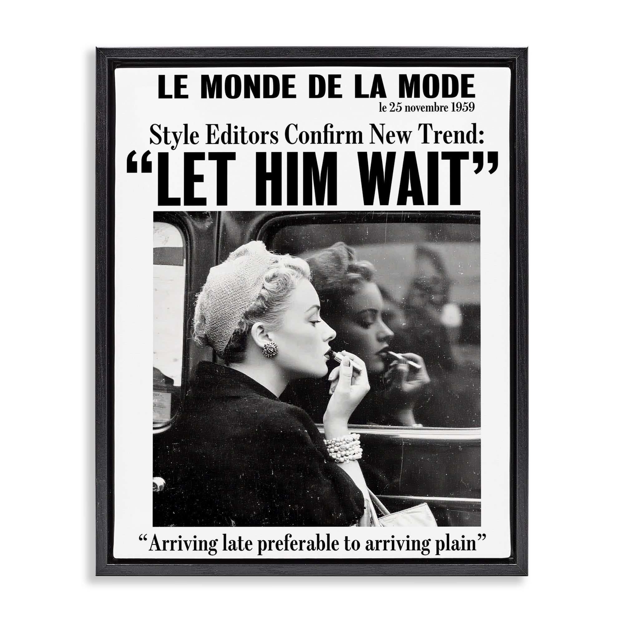 Stupell Industries Let Him Wait Advice Black Framed Floater Canvas Wall Art, design by Annabelle Hall