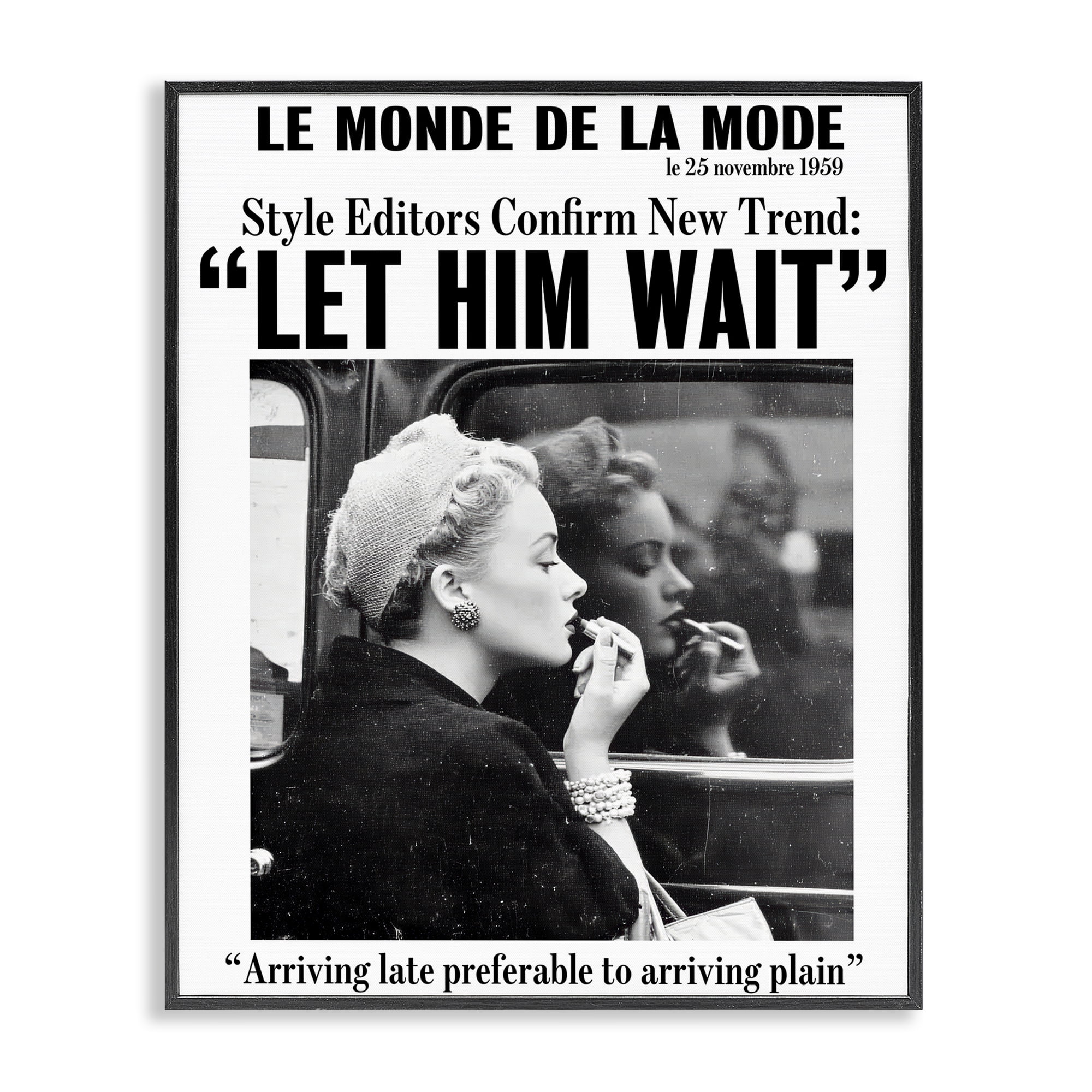Stupell Industries Let Him Wait Advice Black Framed Giclee Art, design by Annabelle Hall