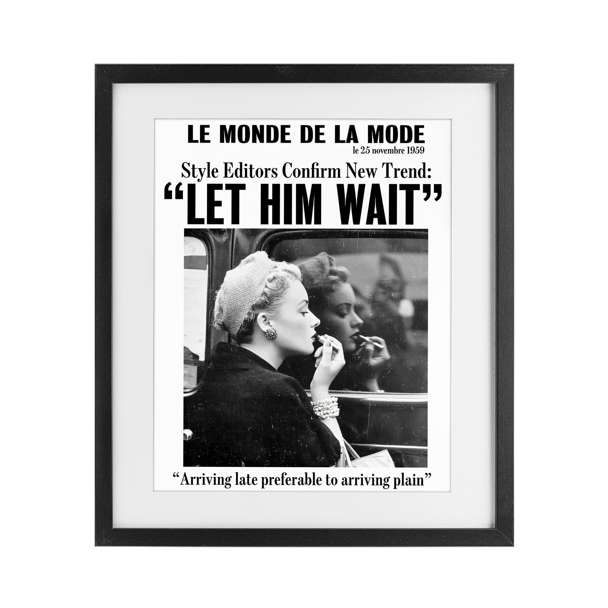 Stupell Industries Let Him Wait Advice Black Framed Print Under Glass, design by Annabelle Hall