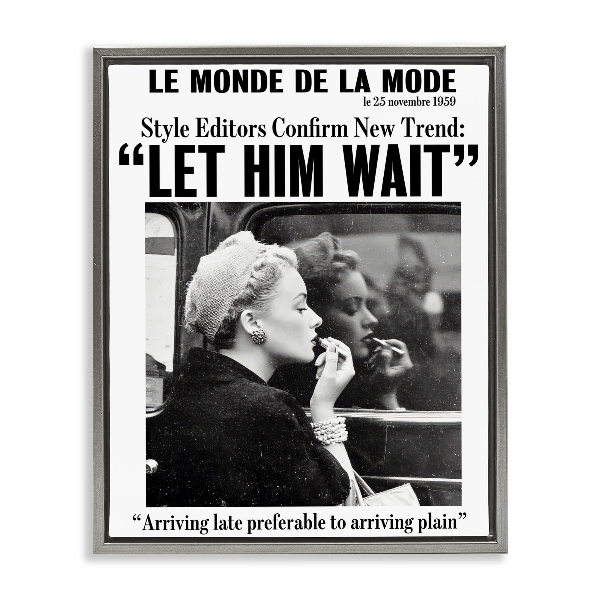 Stupell Industries Let Him Wait Advice Gray Framed Floater Canvas Wall Art, design by Annabelle Hall