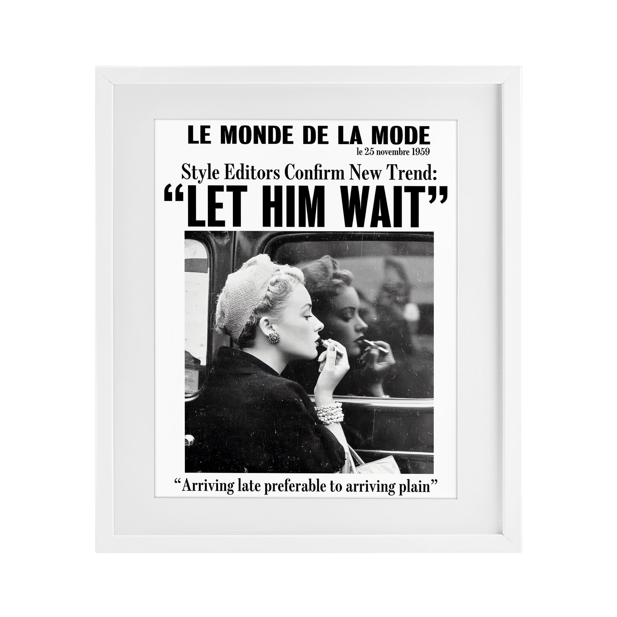 Stupell Industries Let Him Wait Advice White Framed Print Under Glass, design by Annabelle Hall