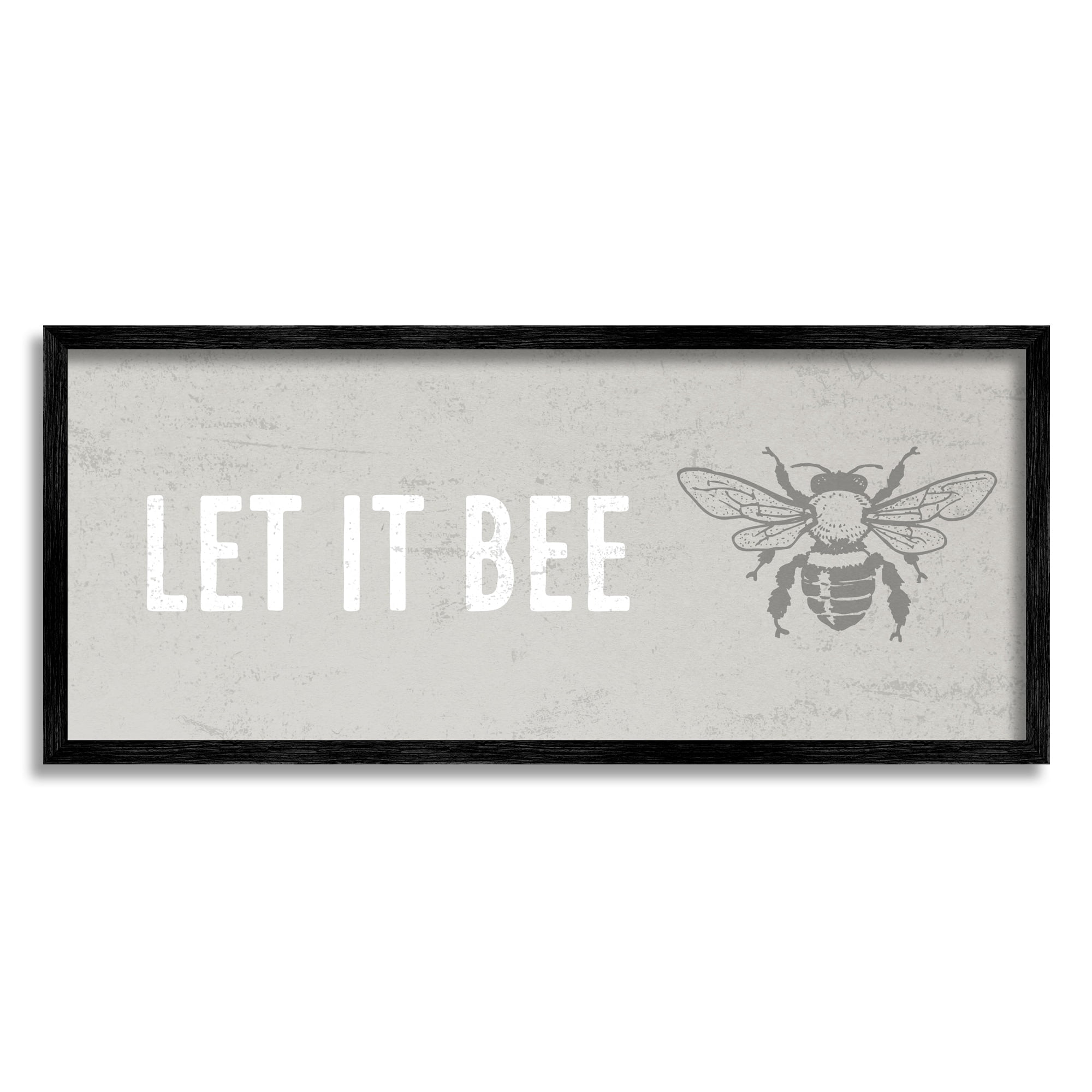 Stupell Industries Let It Bee Flying Insect Bumble Wasp Motif Graphic Art Black Framed Art Print Wall Art, Design by Daphne Polselli